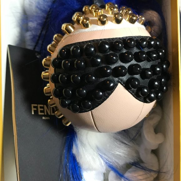 FENDI Karlito - Made in Italy - Karl Lagerfeld Studded Key Holder Bag Charm New! - Picture 14 of 16